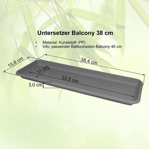 Heimwerkercenter Balkonkasten MePla Untersetzer Balcony Standard L 38cm B 15,8cm Anthrazit, Kunstoff