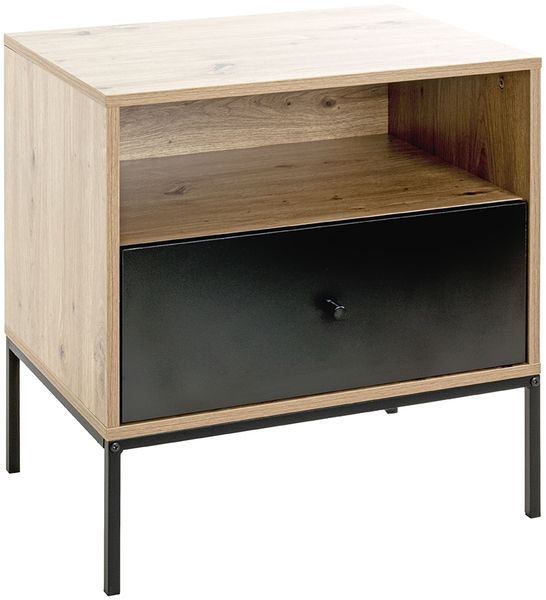 Konsole >54413< in eiche, schwarz, MDF, Metall - 55x60x42cm (BxHxT)