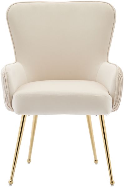 Esszimmerstuhl mit Armlehnen H 83 x T 57 x B 53 cm, Samtbezug Beige/Gold mit Metallfüßen,6er-Set Bild 6