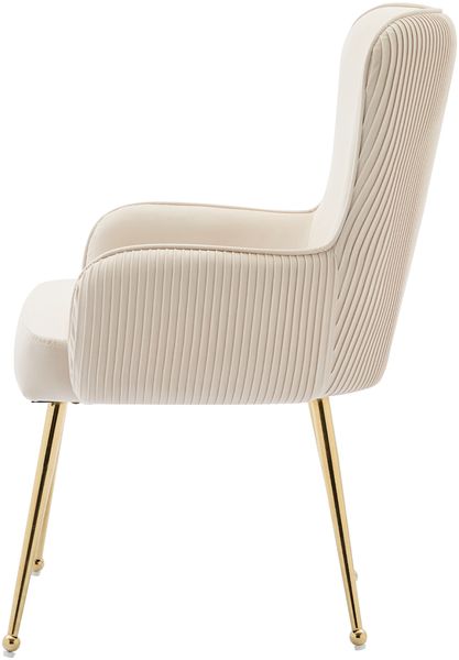 Esszimmerstuhl mit Armlehnen H 83 x T 57 x B 53 cm, Samtbezug Beige/Gold mit Metallfüßen,6er-Set Bild 8
