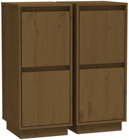 2 Stk. Sideboards, Kommoden Honigbraun 31,5x34x75 cm Massivholz Kiefer