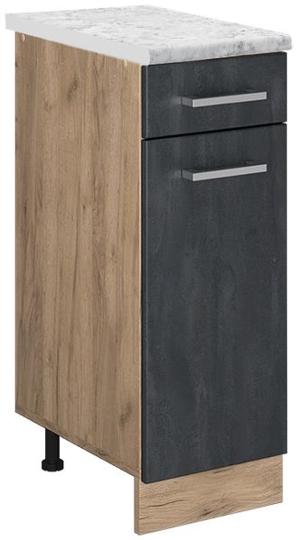 Küchenunterschrank R-Line Schwarz Beton 30 cm AP Marmor Vicco
