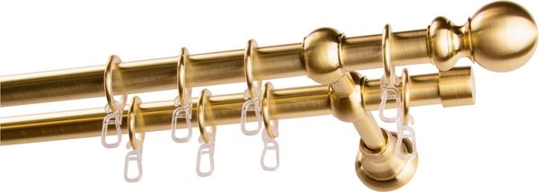 GARESA Gardinenstange ANDREA, Ø 20 mm, 2-läufig, Wunschmaßlänge, verschraubt, Metall, Vorhanggarnitur, verlängerbar, Endknopf Kugel lang, mit Ringen