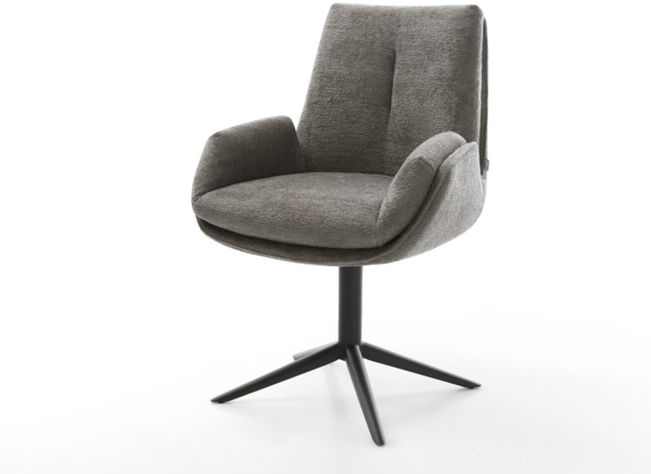 Drehstuhl Clea-Flex Bouclé Soft Schlamm Fußkreuz Schwarz 360° drehbar Wippfunktion