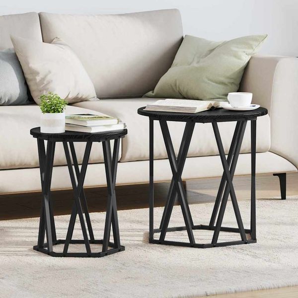 vidaXL Couchtisch 2 pcs Schwarz Eichen-Optik Ingenieure Holz und Stahl 868261
