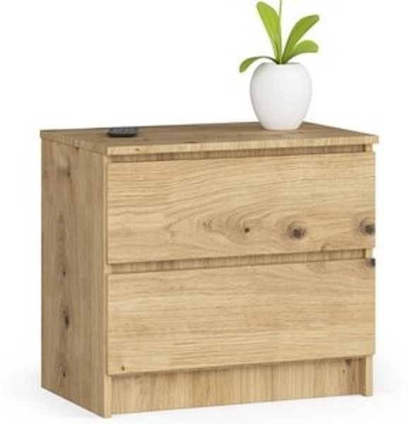 Home Collective Kommode 60 cm breit Holz Highboard Sideboard für Flur Schlafzimmer Wohnzimmer (Kommode Schlafzimmer Kommode mit Schubladen Holz Schrank), Kinderzimmer Organizer, 55 cm hoch mit 2 Schubladen Artisan Eiche Bild 6