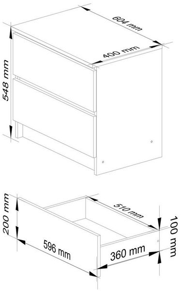 Home Collective Kommode 60 cm breit Holz Highboard Sideboard für Flur Schlafzimmer Wohnzimmer (Kommode Schlafzimmer Kommode mit Schubladen Holz Schrank), Kinderzimmer Organizer, 55 cm hoch mit 2 Schubladen Artisan Eiche Bild 3