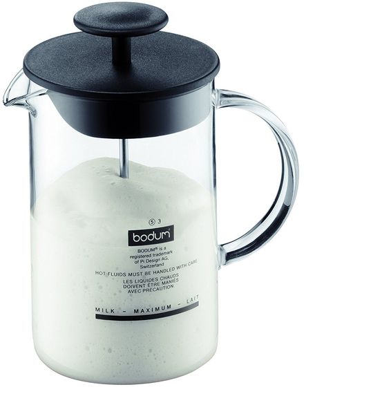 Bodum Latteo Milchschäumer mit Glasgriff 0,25 L Schwarz