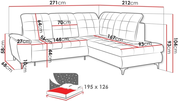 Ecksofa Ferulk (Farbe: Neve 03, Seite: Rechts) Bild 6