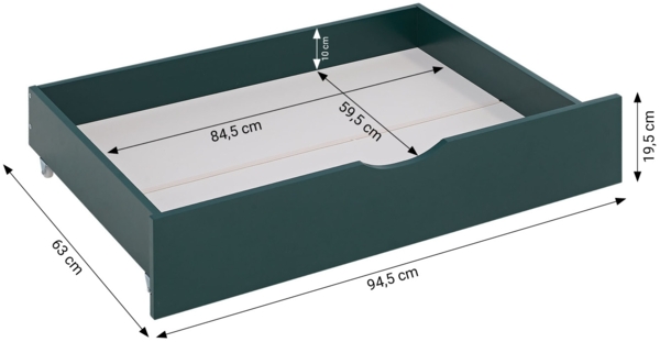 Kinderbett 90x200 cm mit 2 Bettkästen Rausfallschutz Grün Holzbett Einzelbett Gitterbett Massiv Holzbettrahmen Bild 4