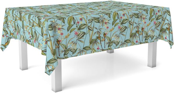 Tischdecke, Wachstuch, Amazonas, Blau, 260x140 cm