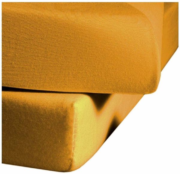 Fleuresse Fein-Jersey Spannbetttuch Bettlaken 140 x 200 cm - 160 x 200 cm Elastan 2349 goldgelb