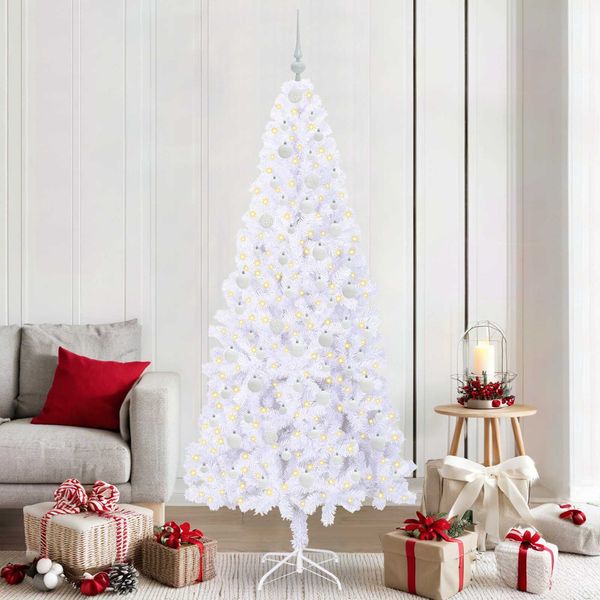 vidaXL Künstlicher Weihnachtsbaum Weiß 210 cm PVC und Stahl 3426669