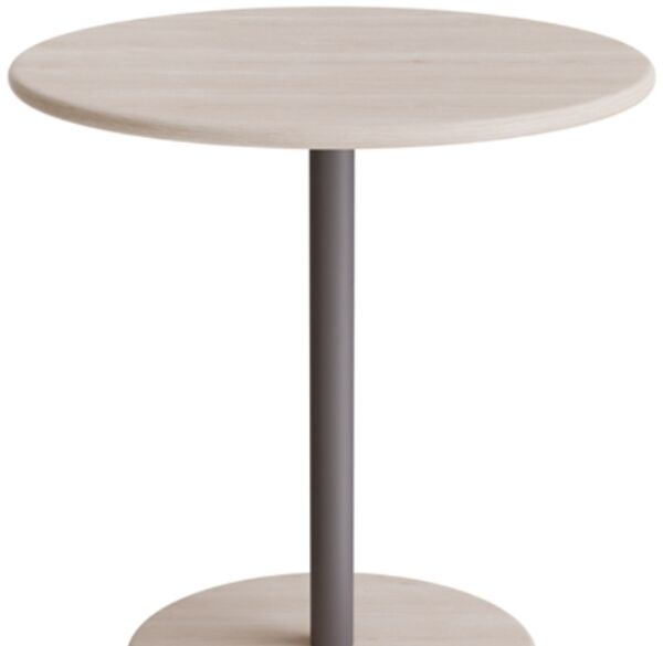 Donut-Tisch Ø700 mm Höhe 720 mm weiß pigmentierte Esche auf grauem Gestell