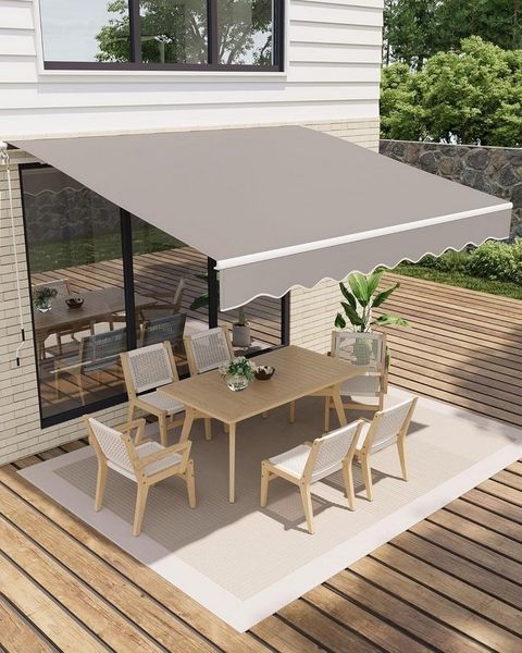 GarveeMore Gelenkarmmarkise 350x250cm,UV50+ & wasserabweisend mit Kurbel & Wandhalterung Länge + Winkel einstellbar,Markise für Terrasse & Balkon,Sonnenschutz