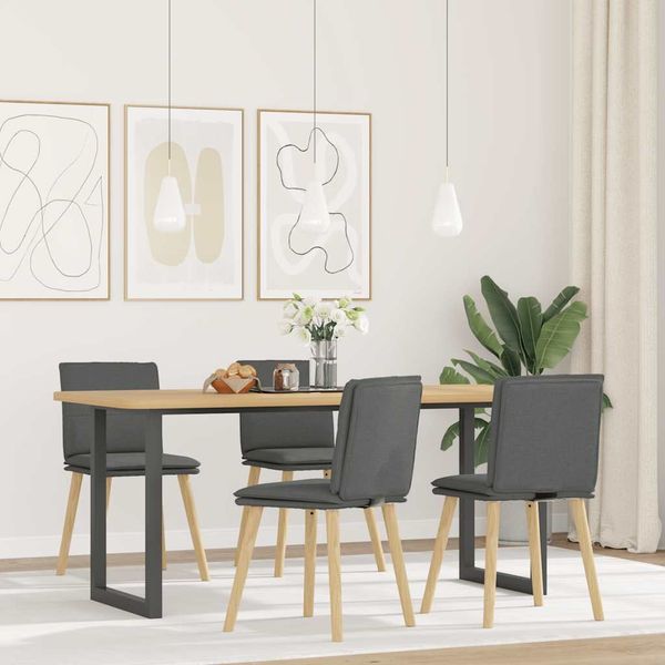 vidaXL Esszimmerstühle 4 Stk. Dunkelgrau Stoff 3315356