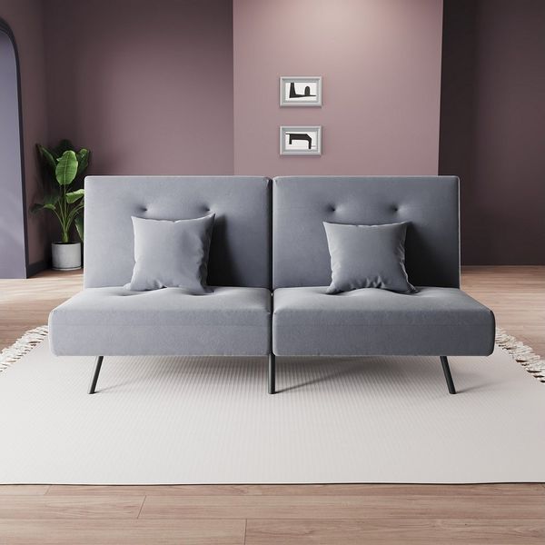 SONNI Schlafsofa Schlafsofa Klappbares Sofabett 180 cm mit verstellbarer Rückenlehne, 2 Kissen, Schlaffunktion, Baby-Samt, 180x89x78cm