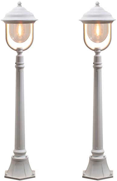 2er-Set weiße Wegeleuchten PARMA aus Aluminium, E27, IP43, H.: 118 cm