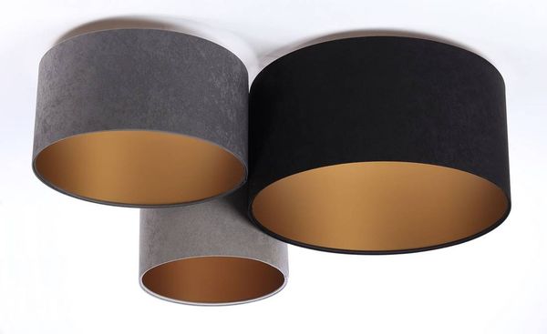 BPS Koncept 080-02-053 Deckenleuchte Trio grau, dunkelgrau, schwarz, gold 3 x E27 L:91cm H:30cm dimmbar