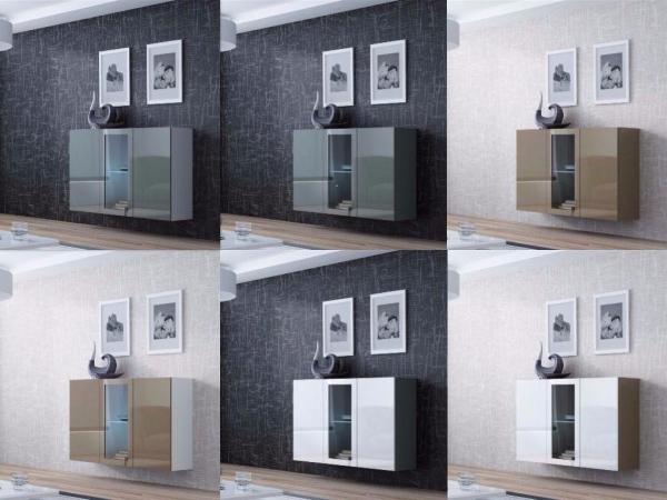 Sideboard Hängesideboard "LUGO" 120x38x90 cm Grau Hochglanz inkl. LED Bild 2