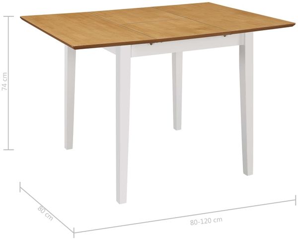 vidaXL Ausziehbarer Esstisch Weiß (80-120)x80x74 cm MDF [247625] Bild 6