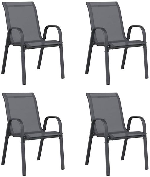 Stapelbare Gartenstühle, Terrassenstühle 4 Stk. Grau Textilene