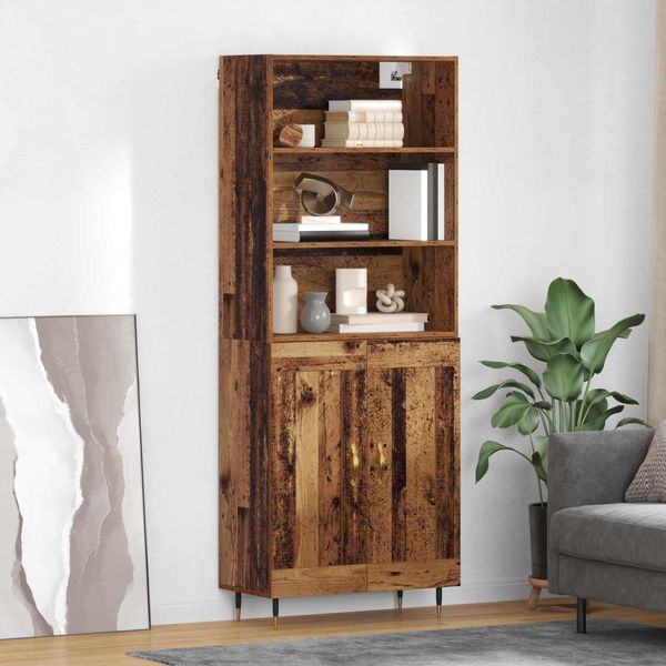 Highboard, BuffetSchrank, Büroschrank Altholz 69,5 x 34 x 180 cm Holzwerkstoff