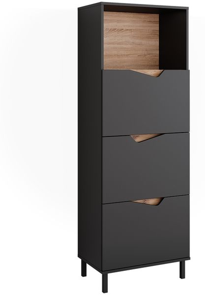 Kommode Marelle Anthrazit/Artisan 60 x 169.5 cm mit 4 Fächern Vicco
