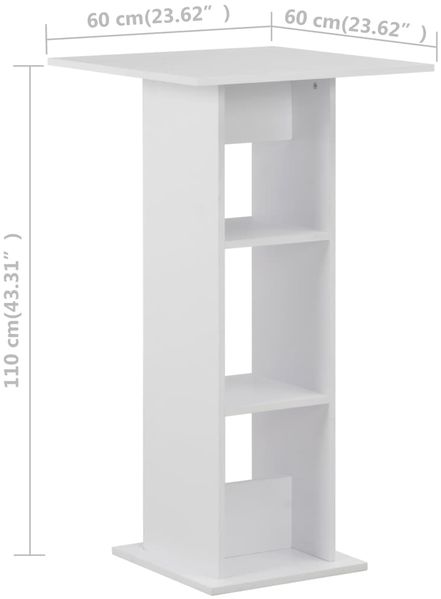 vidaXL Bartisch Weiß 60x60x110 cm 280205 Bild 6