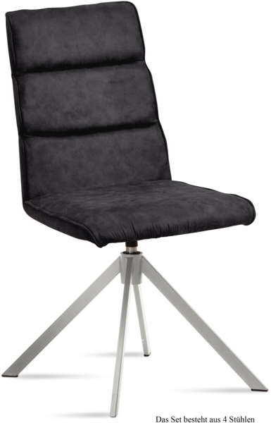 Esszimmerstuhl drehbar (4er-Set) Dulcea 47x92x60 Edelstahl/Anthrazit