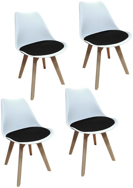 Stuhl Atlanta Velvet Weiß Schwarz 4er Set