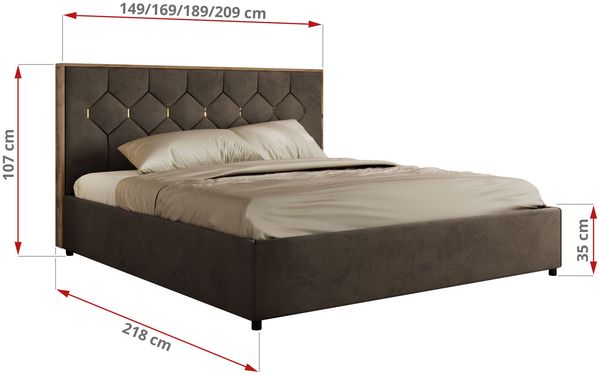 Polsterbett mit Bettkasten LARINO CLASSIC 160 x 200 cm Lattenrost und Gasdruckfedern, stabiles Bettgestell, modernes Design Foam Matratze - Braun Velvet - MIRO LUX Bild 4