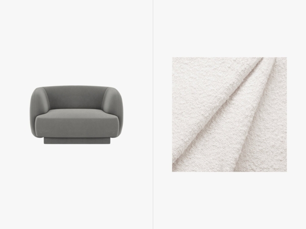 Micadoni Sessel Miley 1-Sitzer Boucle Baloo Weiß