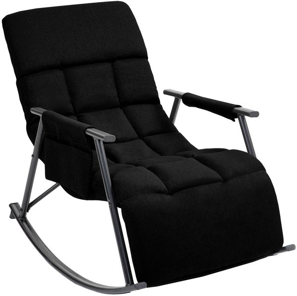 Schaukelstuhl MIKA Indoor - 61x100x66cm, Stoff, Schwarz | Liegestuhl Relaxstuhl Sofastuhl