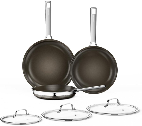 Edelstahl Keramik Pfannenset 20+24+28 cm Bratpfanne Induktion Antihaft