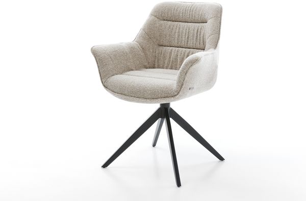 Drehstuhl Kaira-Flex Webstoff Soft Beige Kreuzgestell breit Schwarz 360° drehbar Wippfunktion