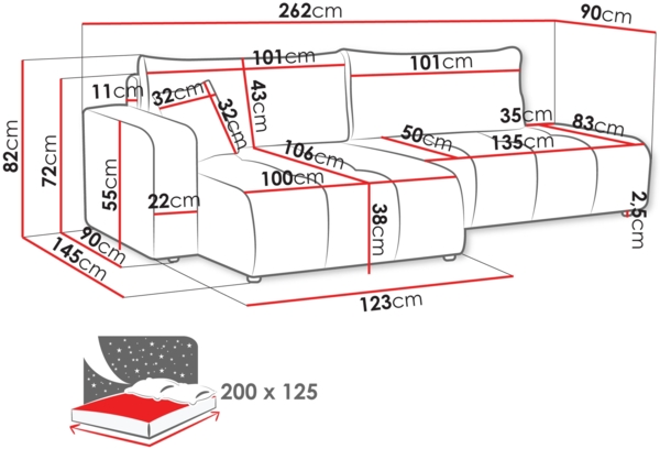 Ecksofa Furyn O Boucle (Farbe: Coral 55, Seite: Rechts) Bild 7