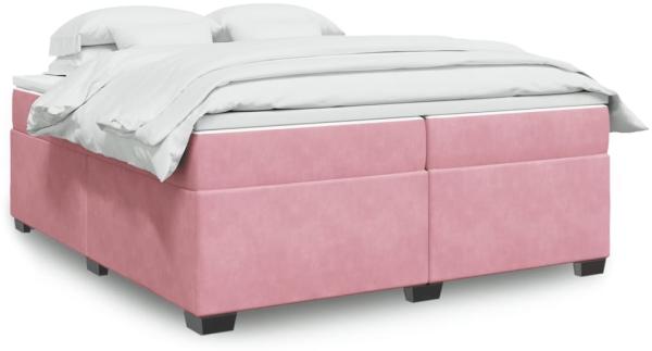 vidaXL Boxspringbett mit Matratze Rosa 200x200 cm Samt 3285310