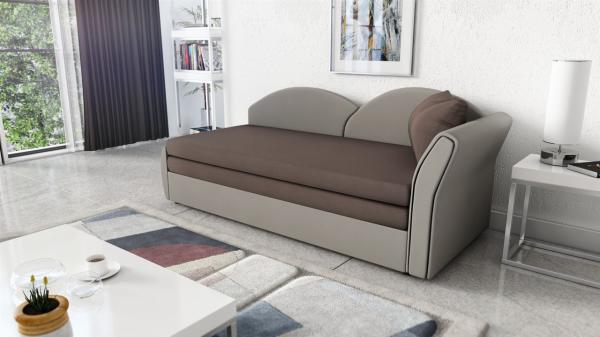 Sofa Schlafsofa inklusive Bettkasten ALINA / L- Stoff Alova Grau / Braun