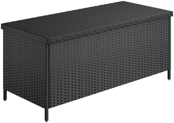 STEELSØN 'Serion' Polyrattan Aufbewahrungsbox 330 Liter, schwarz, 140×62×61 cm, wetterfest, Auflagenbox mit Innentasche Bild 10