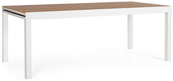 Gartentisch Saliano ausziehbar, modernes Polywood-Design, weiß natur, für 8–10 Personen