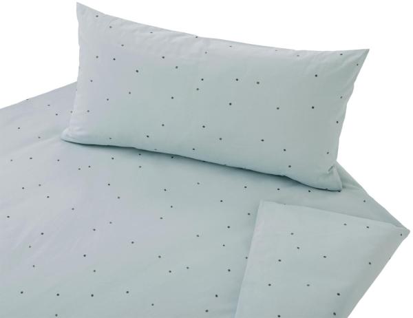 Cotonea Edel-Linon Bettwäsche Dancing Dots wasserblau|135x200 + 80x80 cm