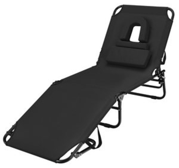 KOMFOTTEU Gartenliege Sonnenliege Strandliege klappbar, mit Gesichtsöffnung & abnehmbaren Kissen, bis150kg Bild 6