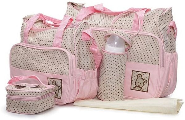 Moni Wickeltasche Stella, Set mit Wickelunterlage, Isoliertasche f. Babyflaschen pink