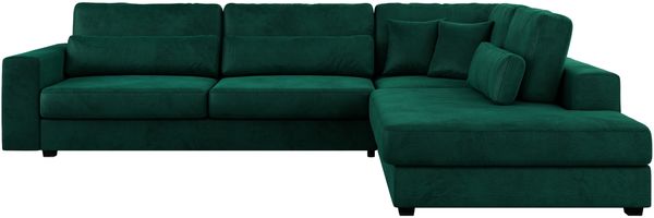 Freistehendes Ecksofa mit lose Kissen, L-form - SAVONA - rechts - Dunkelgrün Velours Bild 5