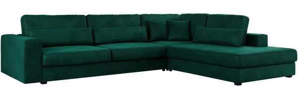 Freistehendes Ecksofa mit lose Kissen, L-form - SAVONA - rechts - Dunkelgrün Velours Bild 4