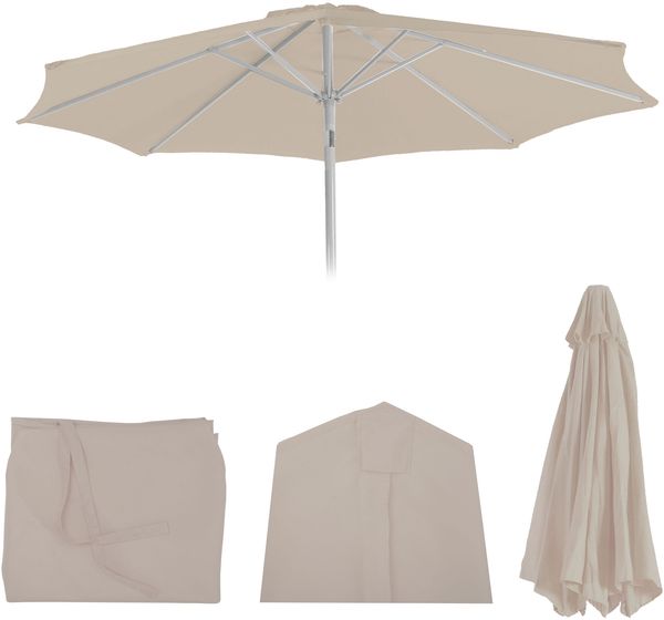 Ersatz-Bezug für Sonnenschirm N19, Sonnenschirmbezug Ersatzbezug, Ø 3m Stoff/Textil ~ creme