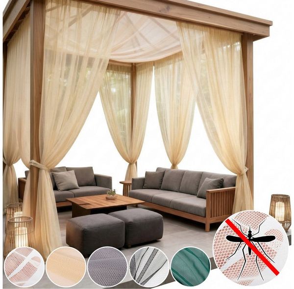 Lapalife Gardine Durchsichtige Outdoor-Vorhänge, 1 Tafel, 5 Farben, Mücke,Stangentasche, DIY Auf Maß zuschneiden, Atmungsaktiv für Terrasse, Pool, Lanai