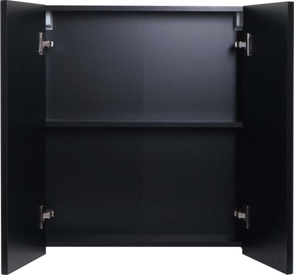 Spiegelschrank HWC-B19b, Badschrank Hängeschrank, 2 Regalböden hochglanz MVG-zertifiziert 70x60x16cm ~ schwarz Bild 4
