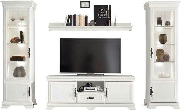 OTTO home Wohnwand Royal, (4-St, bestehend aus 2 Vitrinen, 1 Lowboard und 1 Wandboard), exclusiv Design im Landhausstil